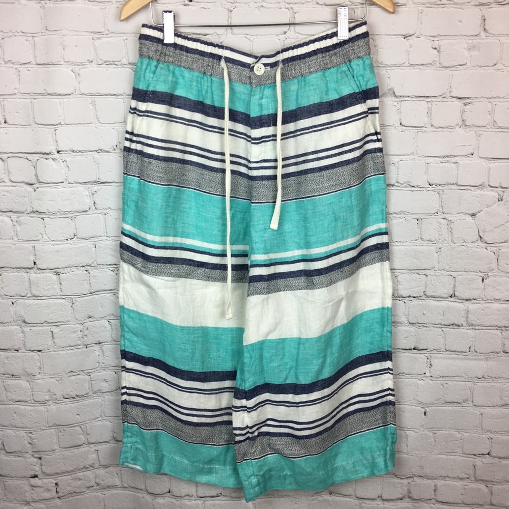 Lou & Grey High Rise wide leg linen crop pants